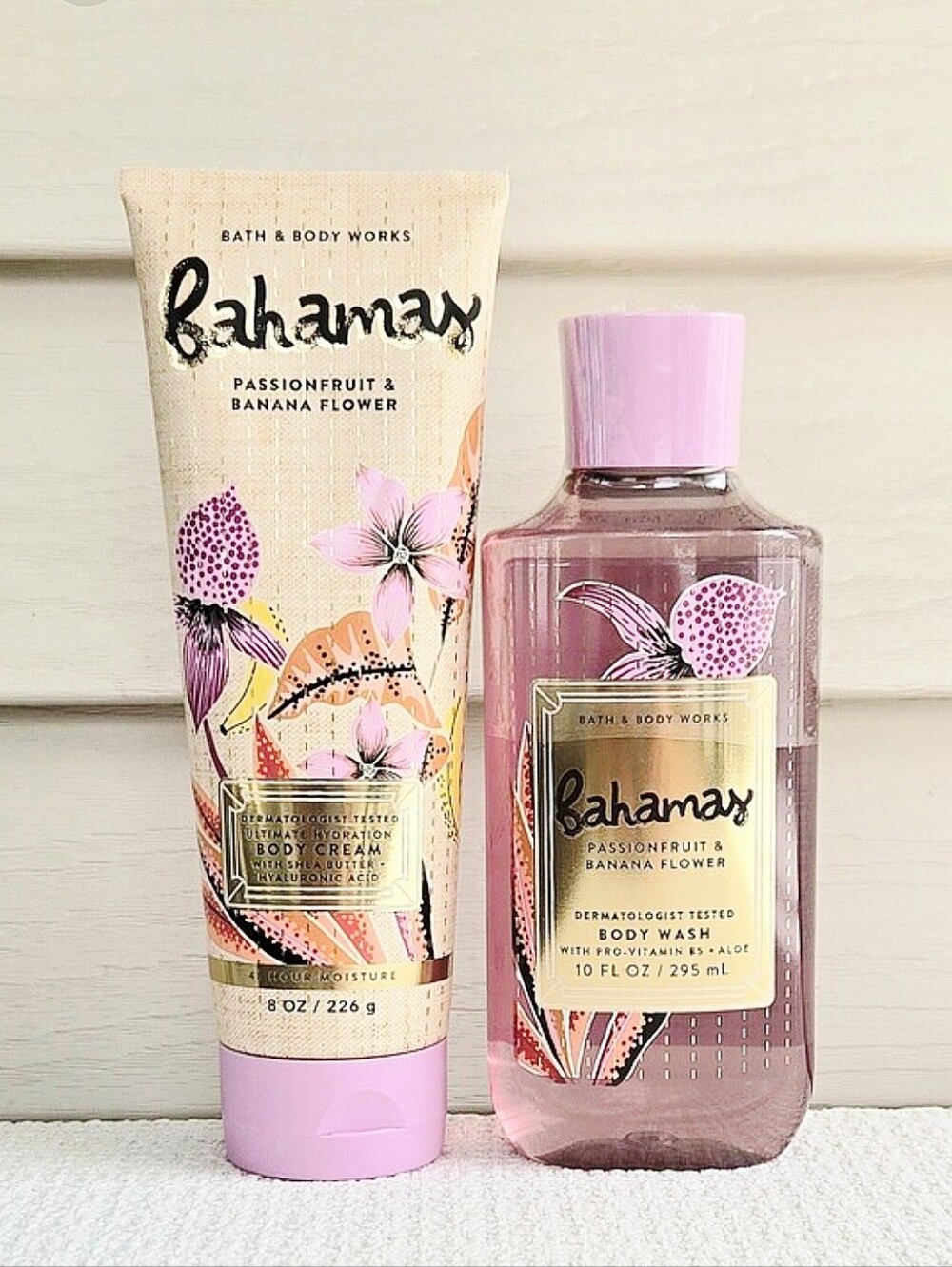 Bath & Body Works Set - Bahamas Passionfruit & Banana Flower - 8 oz & 10 oz